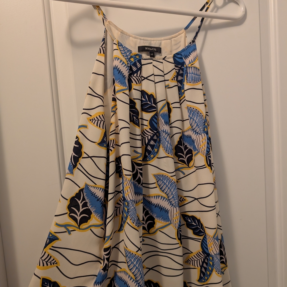 RW&CO. Blue and Yellow Patterned Tank Top